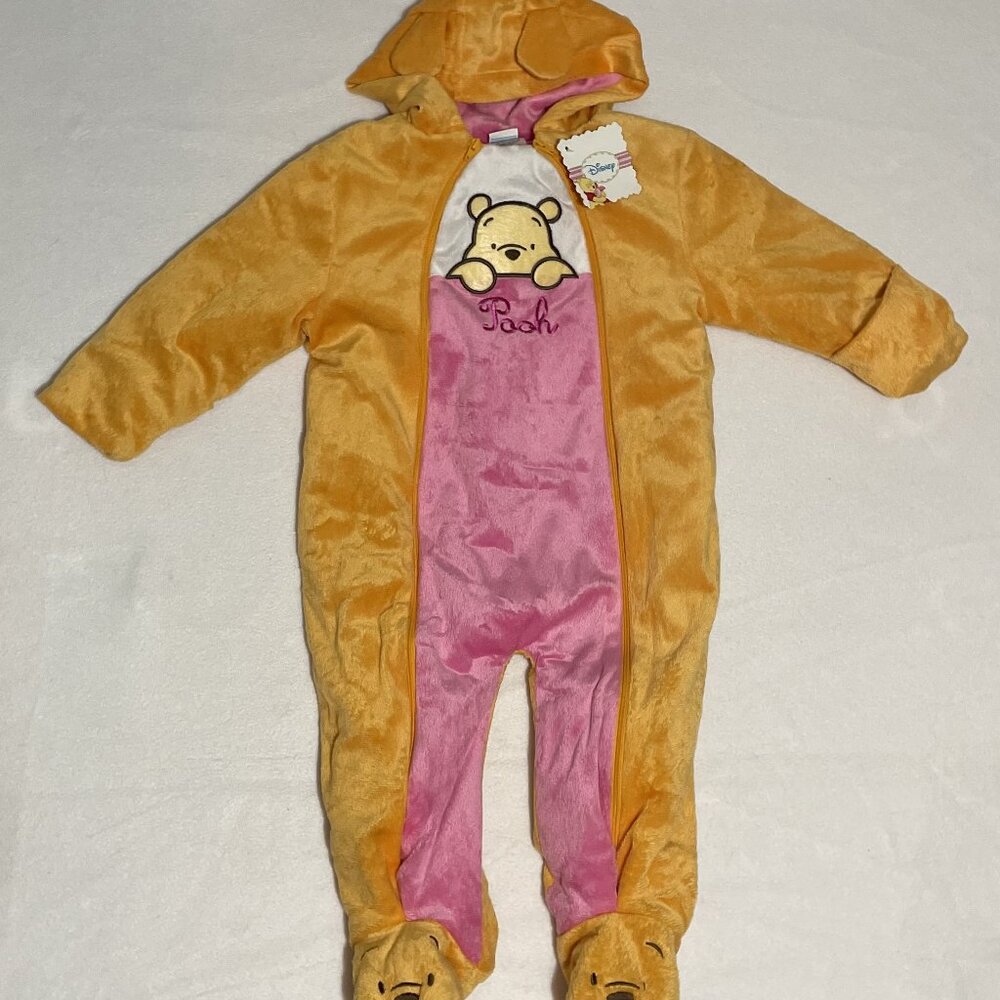 Baby Disney Pooh Double Zipped Hooded Cozy Suit Size 18M NWT